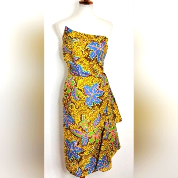 RARE VINTAGE HAWAIIAN FAUX WRAP DRESS - Picture 1 of 16